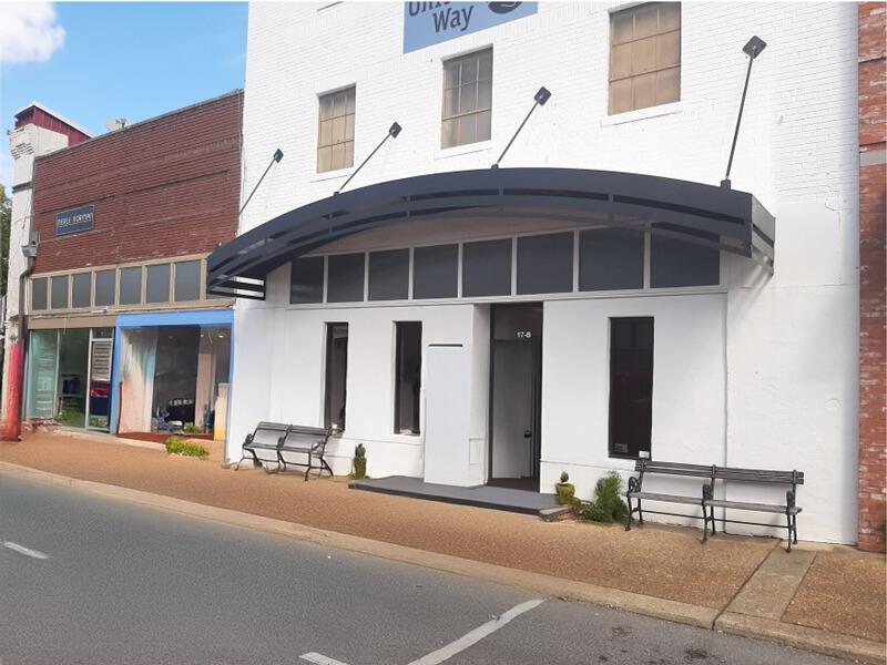 HEMCO custom fabrication building awning installed