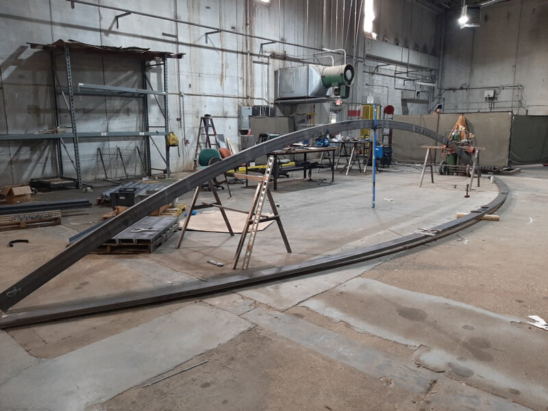 HEMCO custom fabrication building awning in the shop